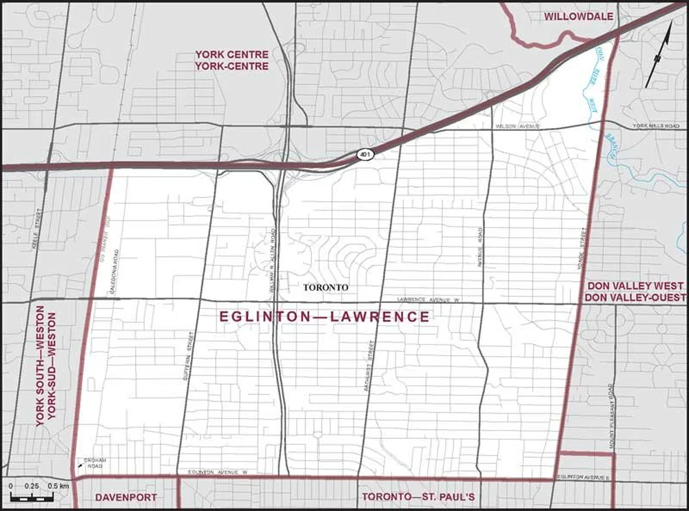 Map of Ward 8 Eglinton–Lawrence boundaries